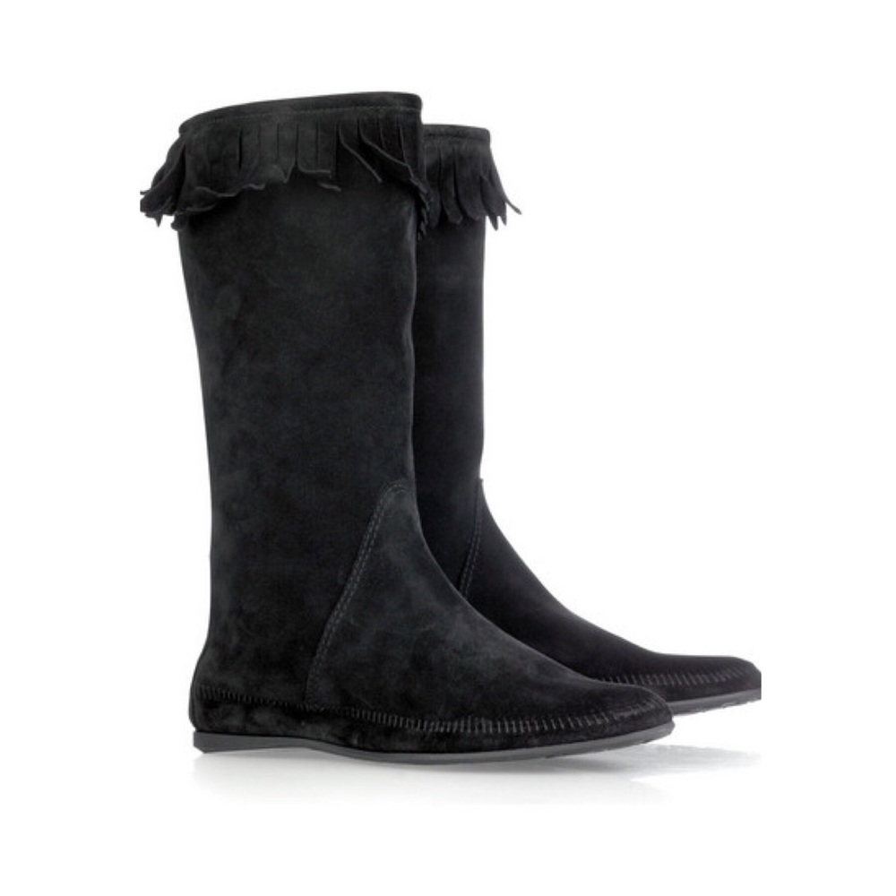 JIMMY CHOO Wave Suede Moccasin fringe boot